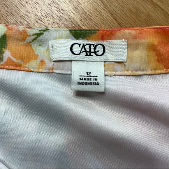 Cato High Low Orange and White Floral Flowy Midi to Long Skirt Women Size 12 - Picture 5 of 7